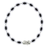 Asfour Crystal Tennis Bracelet With Turquoise Pear & Emerald Zircon In 925 Sterling Silver